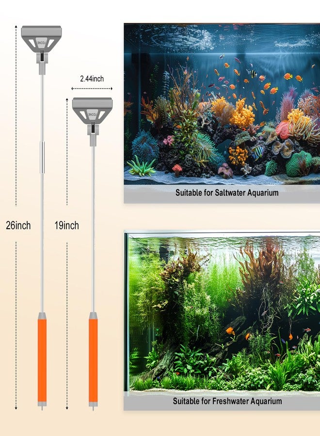 FZONE Algae Scraper for Glass Aquariums, 19''-26'' Detachable Length, 2-in-1 Fish Tank Cleaning Kit with Brush Head and 5 Stainless Steel Blades - Image 3